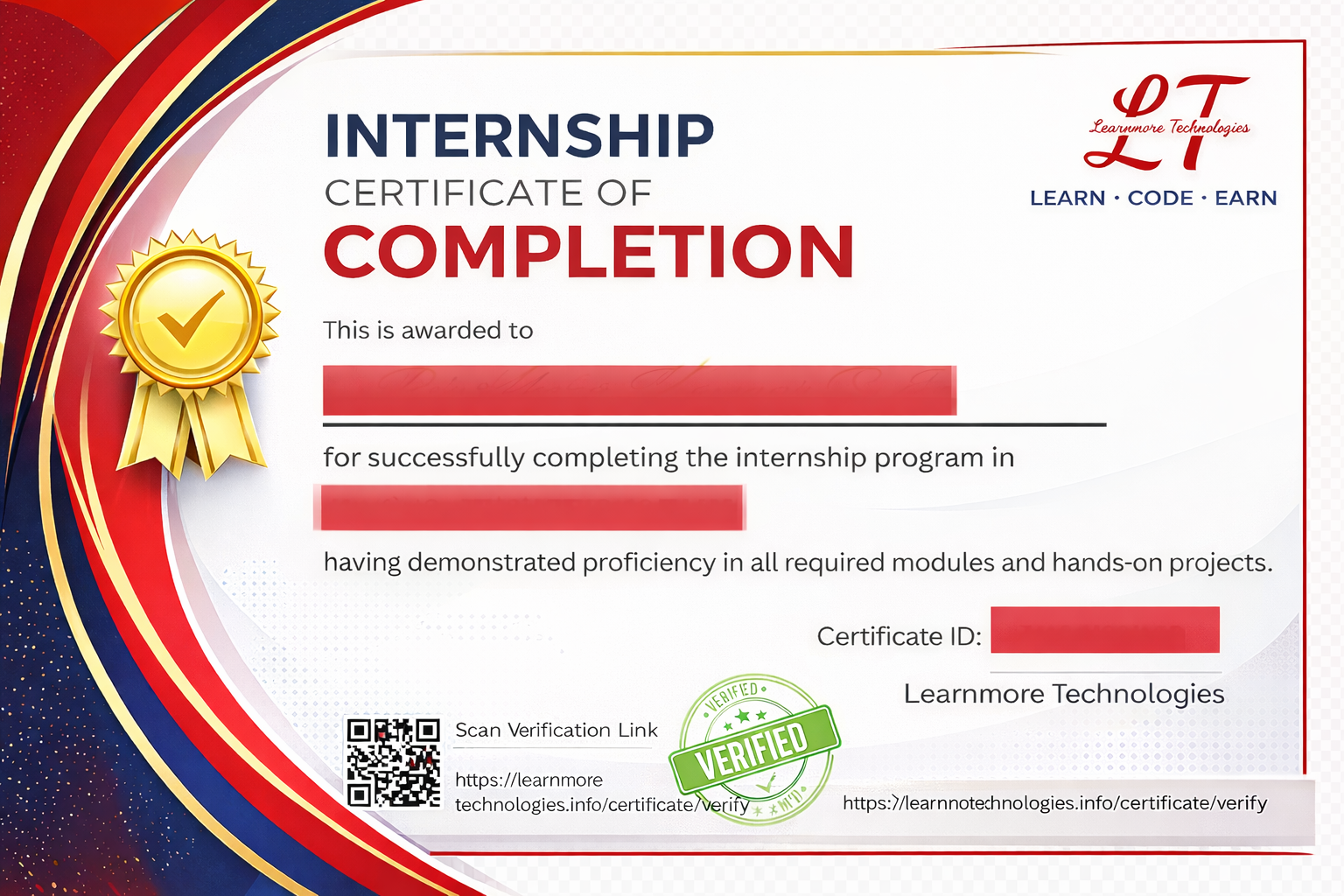 Internship Certificate Sample